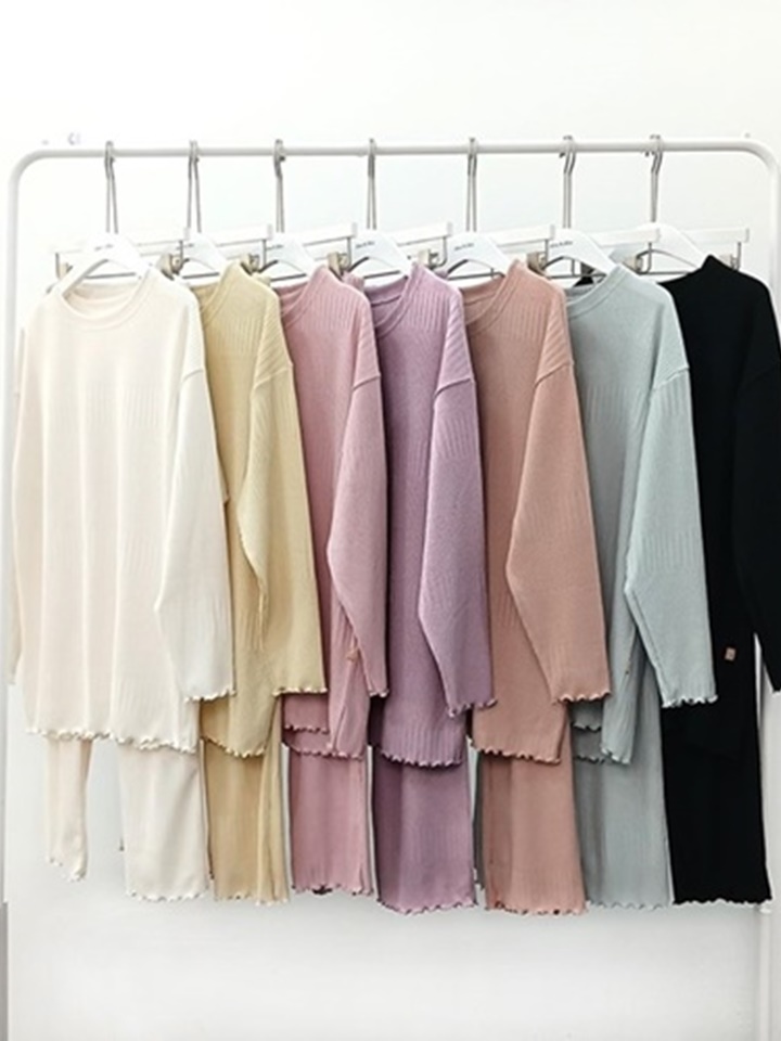 Mom Luxury Rib Top Bottom Set