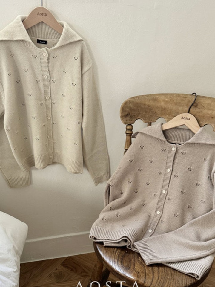 Mom Eyelet Cardigan