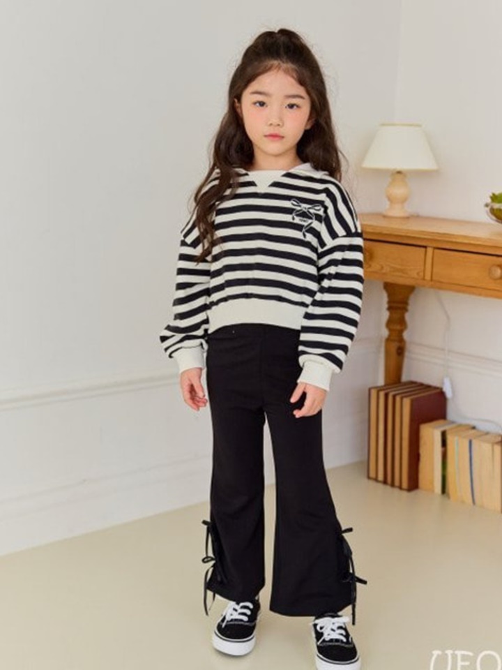 Slit Ribbon Boots Cut Pants