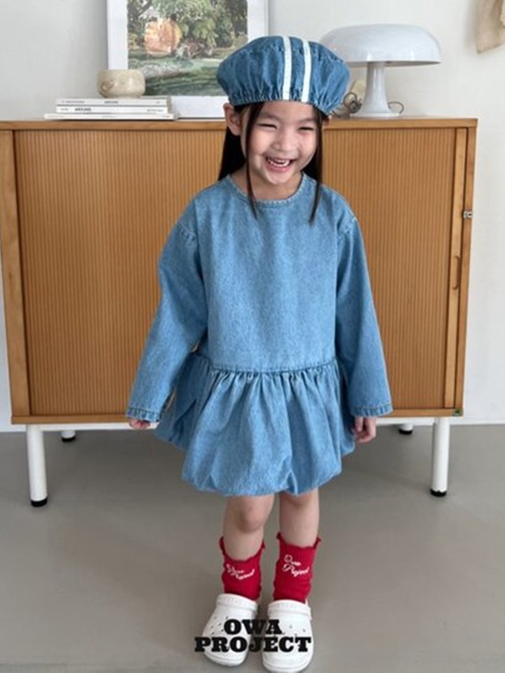 Shirring Denim One-Piece