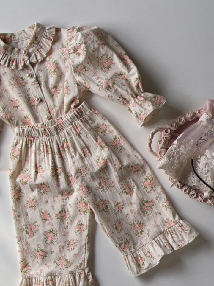 Peach Rose Top Bottom Set