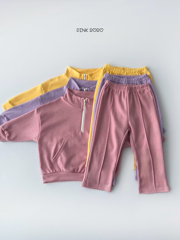 Cloud Heart Half Zip Up Top Bottom Set
