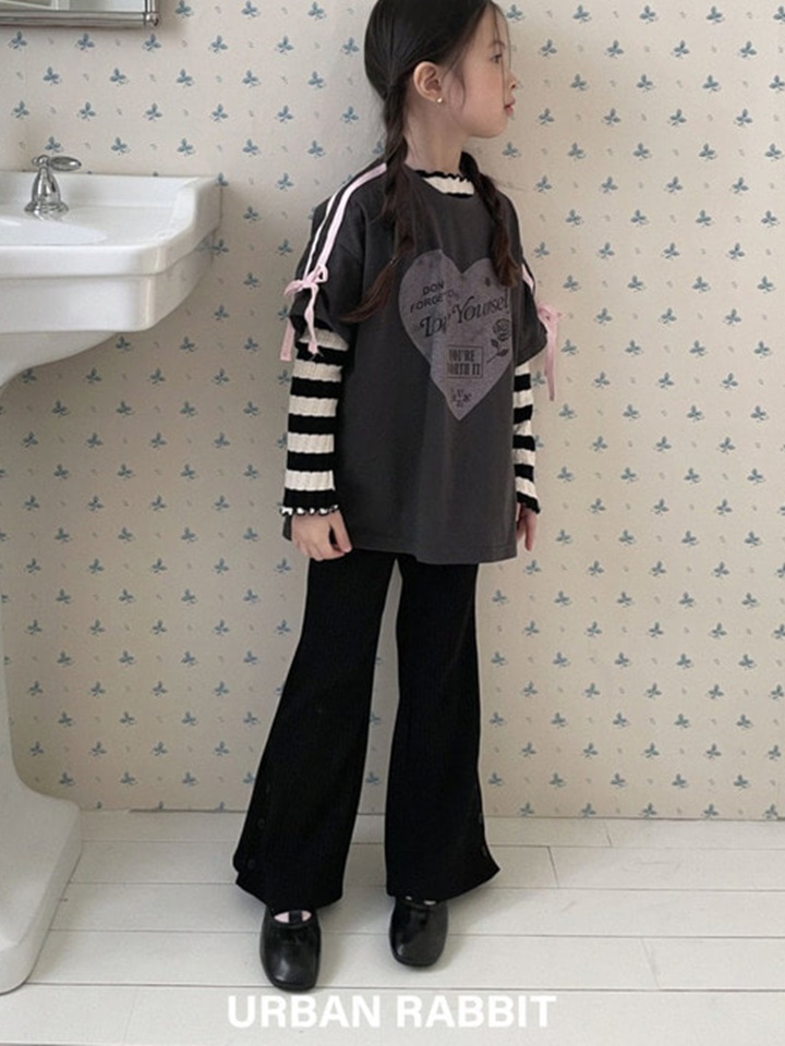 Button Rib Boots Cut Pants