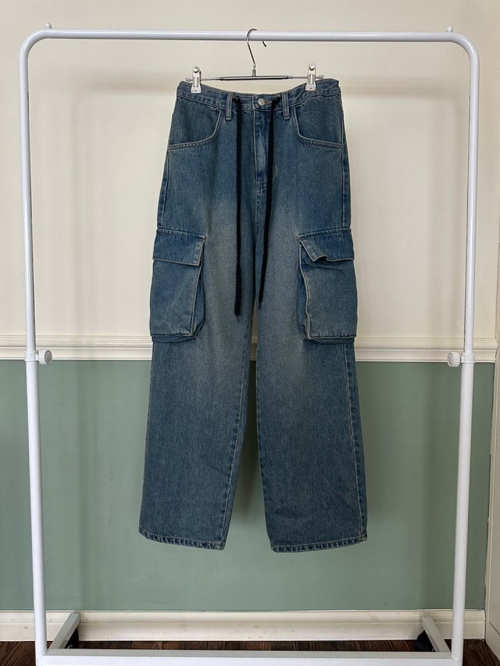 String Suspender Denim Pants