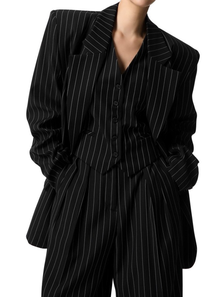 Wide Pin Stripe Set Up Suit Single Blazer