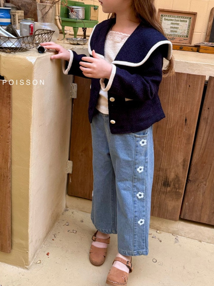 Daisy Embroidery Denim Pants