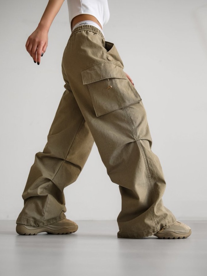 Washed Cotton Cargo Jogger Trousers