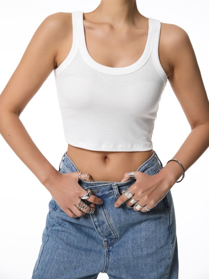 Ribbed Cropped Tank Sleeveless Top