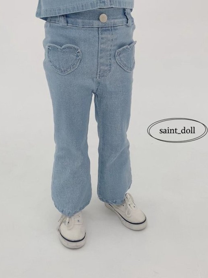 Heart Denim Boots Cut Pants