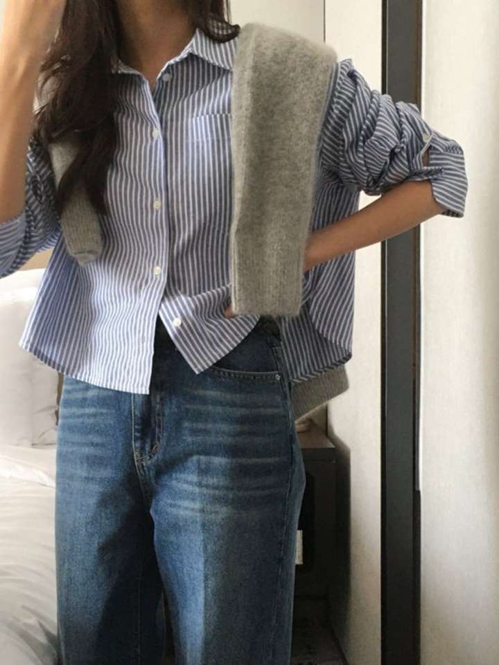 French Stripe Crop Shirt
