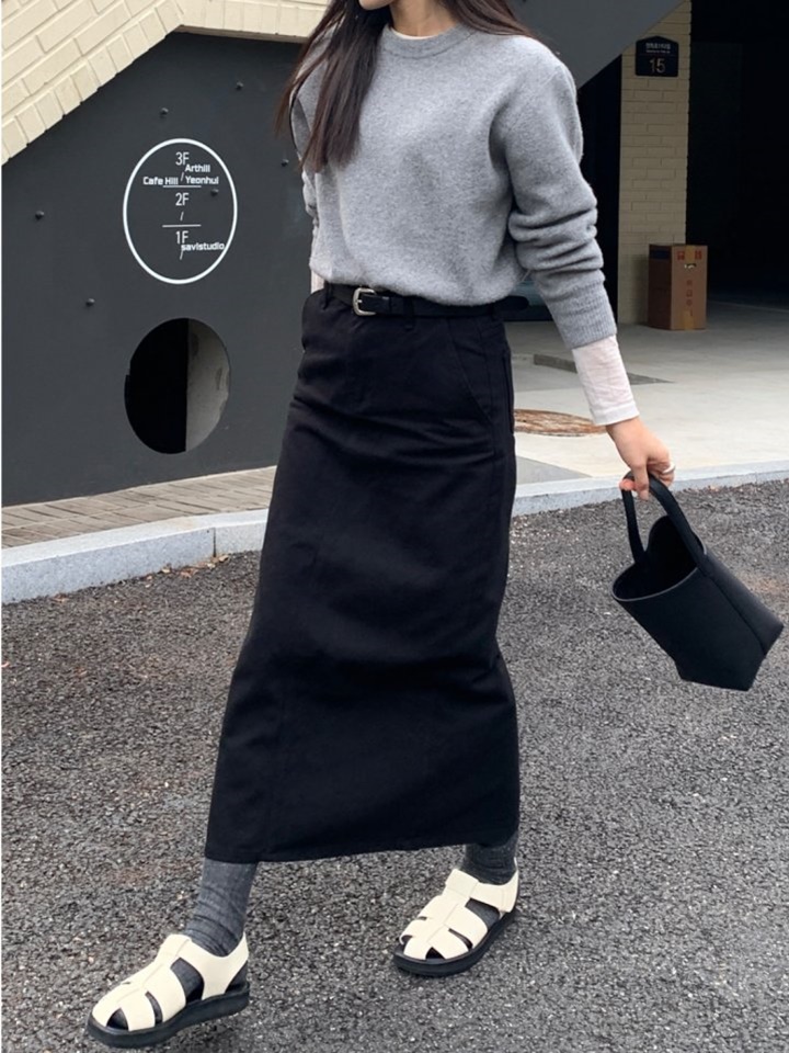 Fave Back Slit Denim Skirt