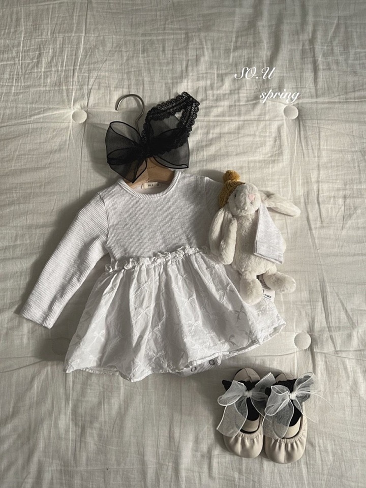 Rib Ribbon Skirt Body Suit