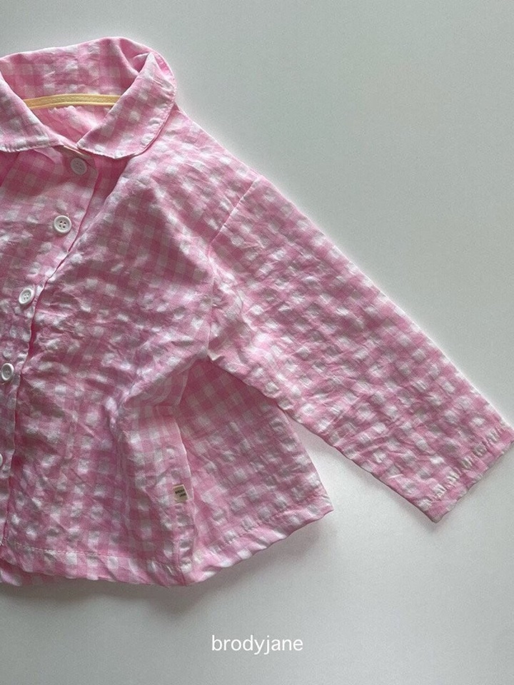 Mono Check Long Sleeves Top Bottom Set