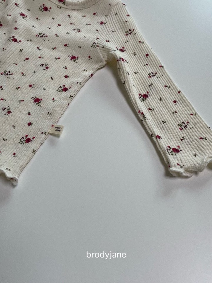 Flower Eyelet Frill Top Bottom Set