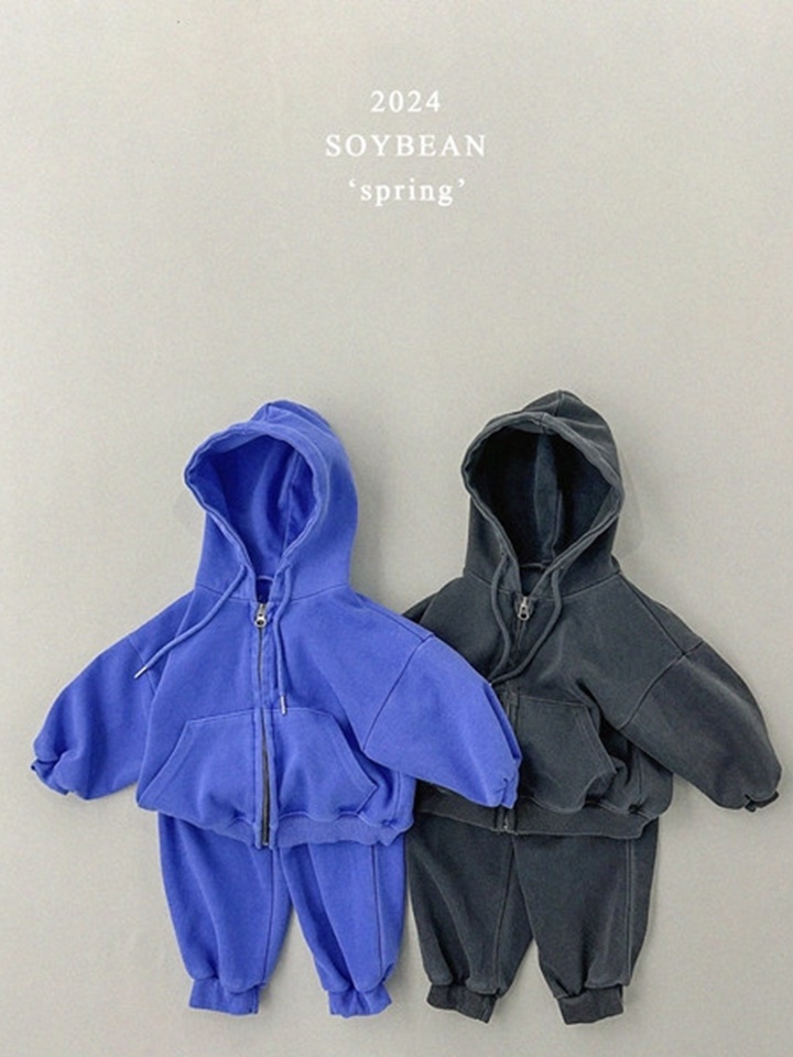 Dyeing Hoody Zip Up Top Bottom Set