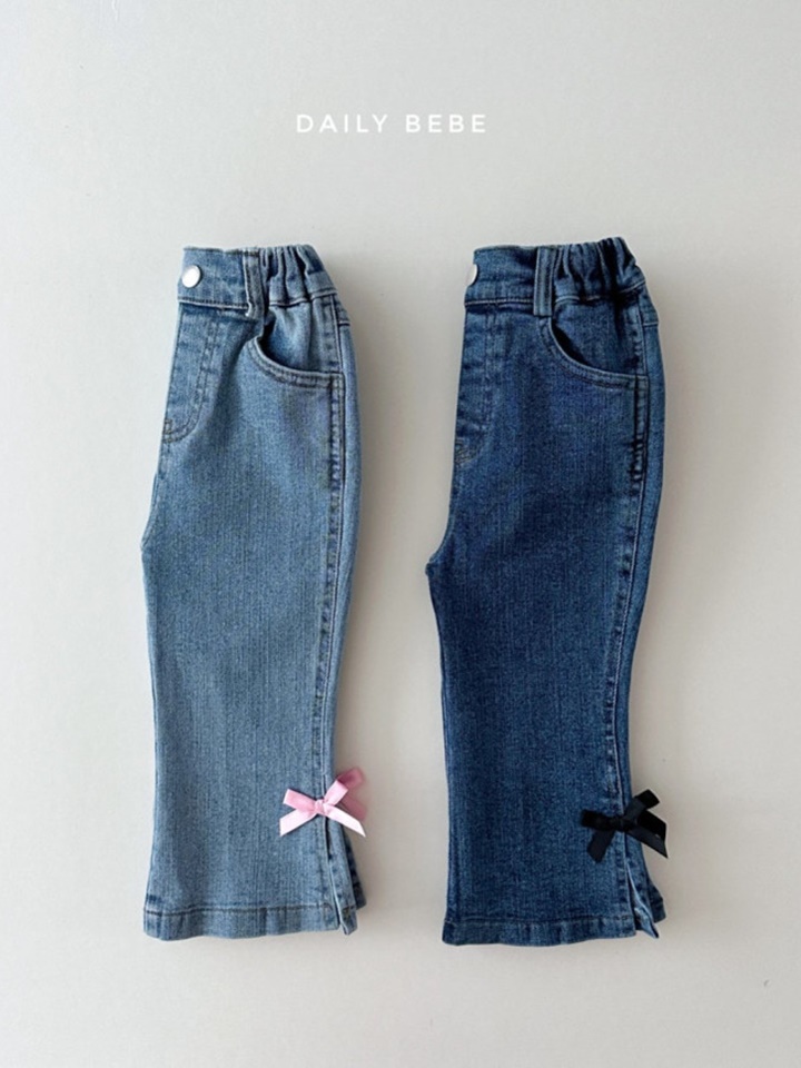 Ribbon Boots Cut Denim