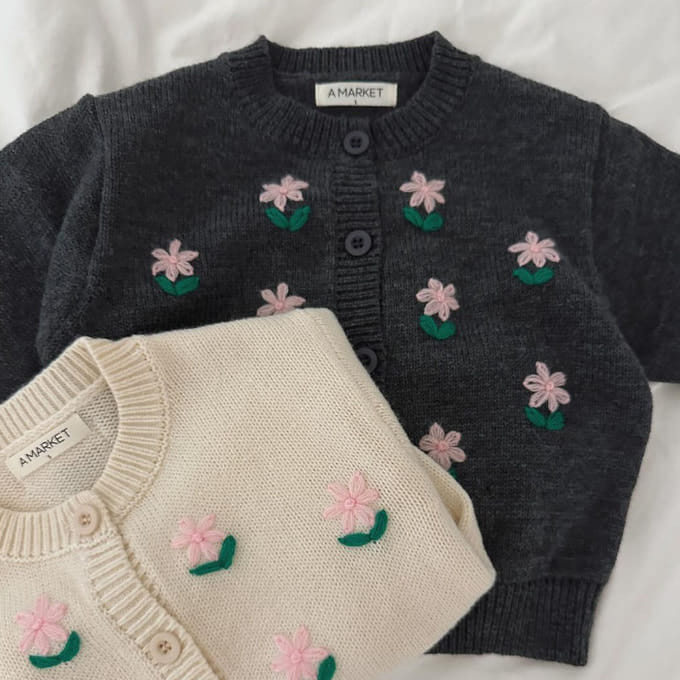 A-Market - Korean Children Fashion - #discoveringself - Solid Flower Cardigan