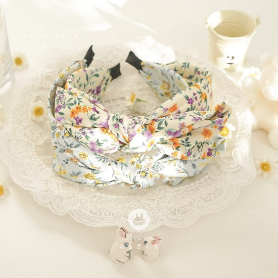 Arim Closet - Korean Children Fashion - #discoveringself - Lovely Flower Wide Ribbon Hair Band
