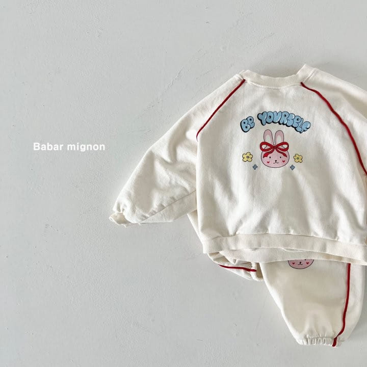 Babar Mignon - Korean Children Fashion - #discoveringself - Bbing Line Rabbit Top Bottom Set - 7