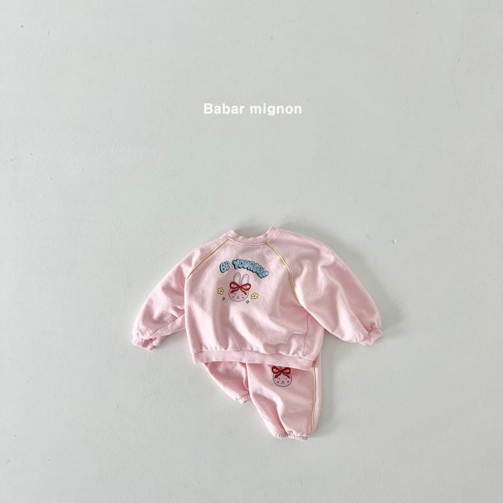 Babar Mignon - Korean Children Fashion - #kidsshorts - Bbing Line Rabbit Top Bottom Set - 9