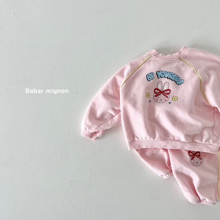 Babar Mignon - Korean Children Fashion - #kidzfashiontrend - Bbing Line Rabbit Top Bottom Set - 11