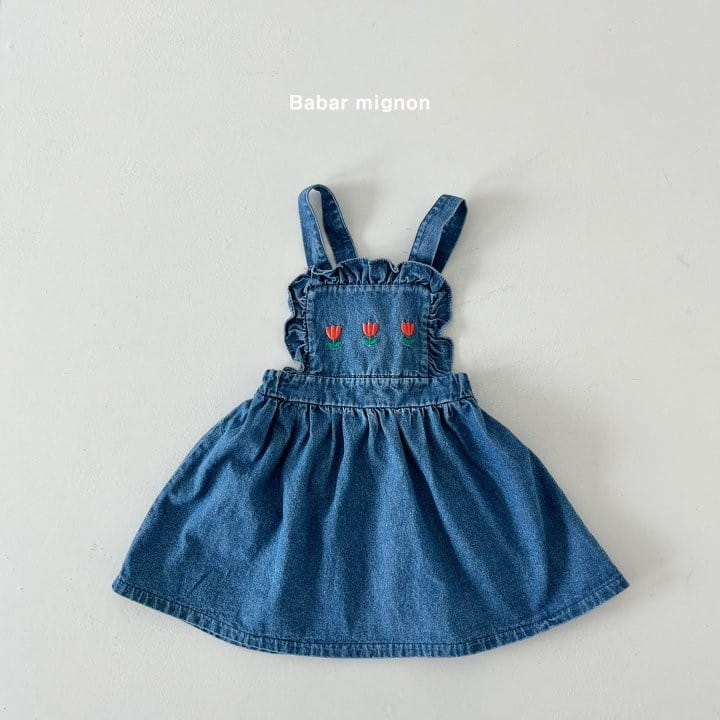 Babar Mignon - Korean Children Fashion - #minifashionista - Flower Dungarees Skirt - 2