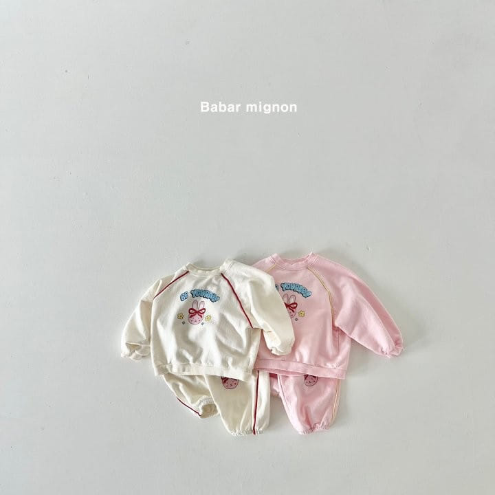 Babar Mignon - Korean Children Fashion - #minifashionista - Bbing Line Rabbit Top Bottom Set