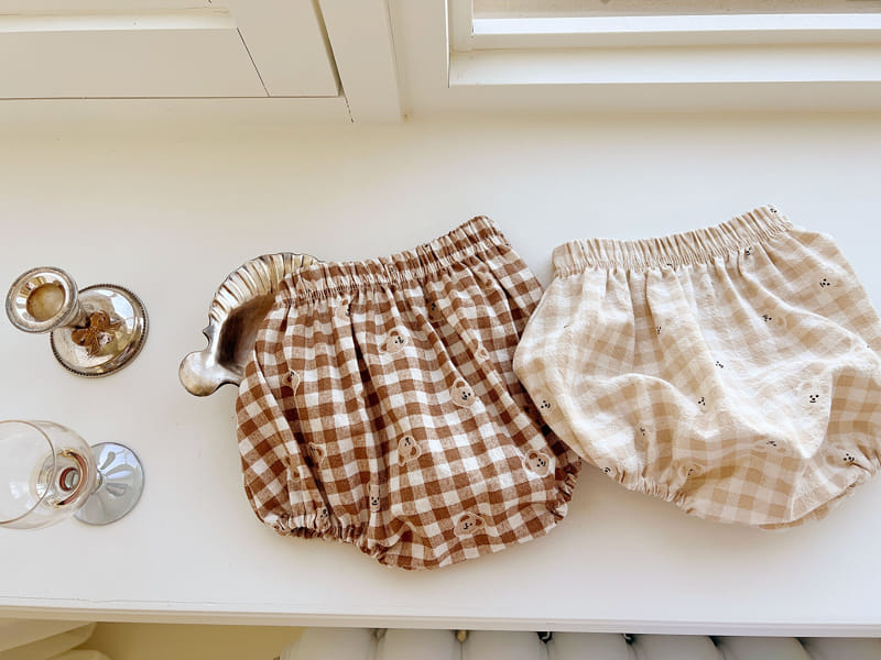 Bebe Nine - Korean Baby Fashion - #babygirlfashion - Bebe B Bear Check Bloomers - 3