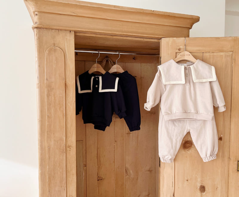 Bebe Nine - Korean Baby Fashion - #babyoninstagram - Bebe B Classic Collar Top Bottom Set - 3