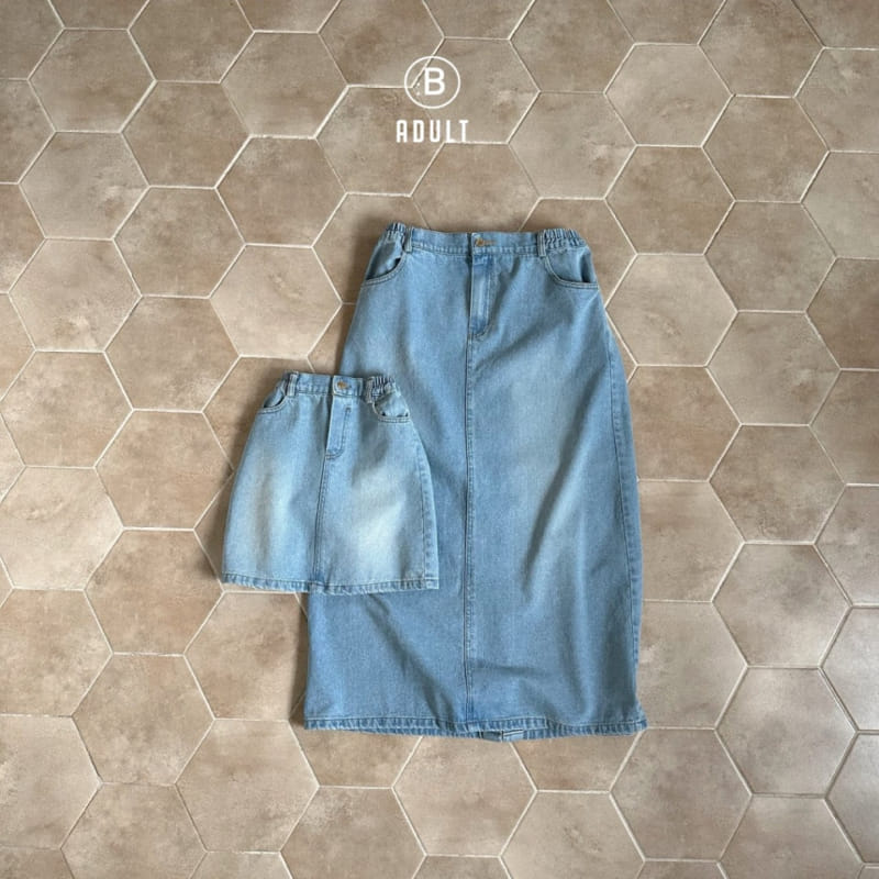 Bella Bambina - Korean Women Fashion - #vintagekidsstyle - Adult Gogo Long Denim Skirt - 5