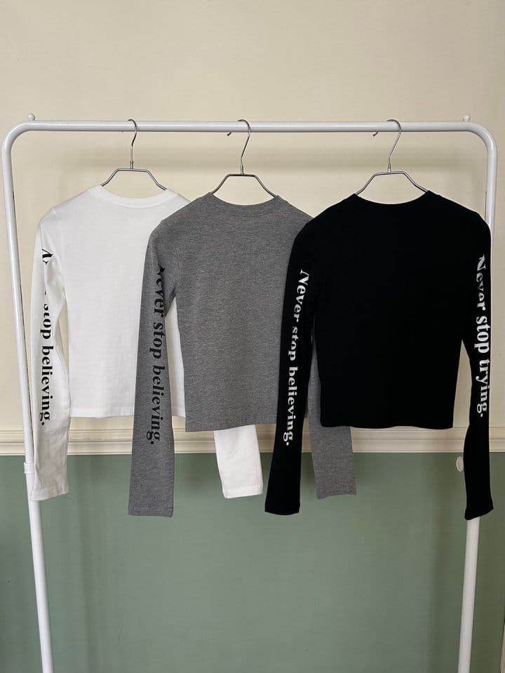 Bricklane - Korean Women Fashion - #momslook - Sleeve Never Stop Tee