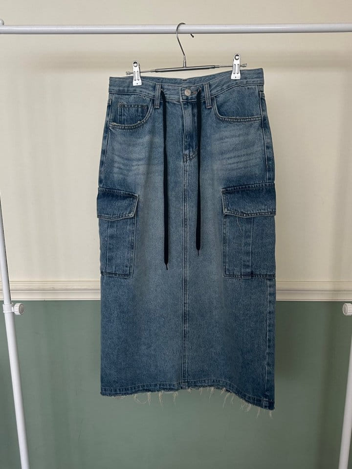 Bricklane - Korean Women Fashion - #momslook - Slit Denim Skirt