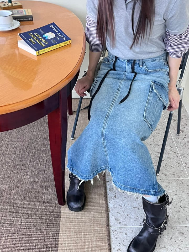 Bricklane - Korean Women Fashion - #momslook - Slit Denim Skirt - 9