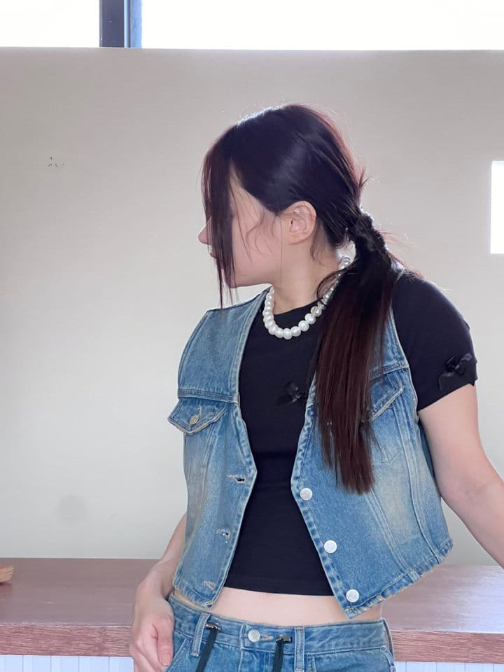 Bricklane - Korean Women Fashion - #womensfashion - Pocket Denim Vest - 9