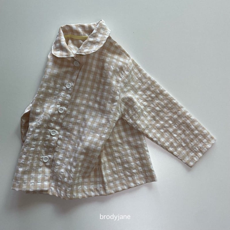 Brody Jane - Korean Children Fashion - #fashionkids - Mono Check Long Sleeves Top Bottom Set - 3