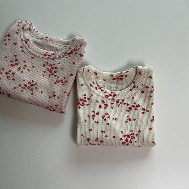 Brody Jane - Korean Children Fashion - #littlefashionista - Red Flower Top Bottom Set - 6