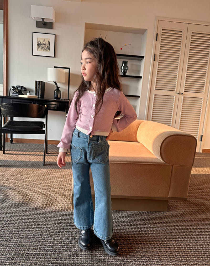 Comma - Korean Children Fashion - #magicofchildhood - Heart Denim Boots Cut Pants - 7