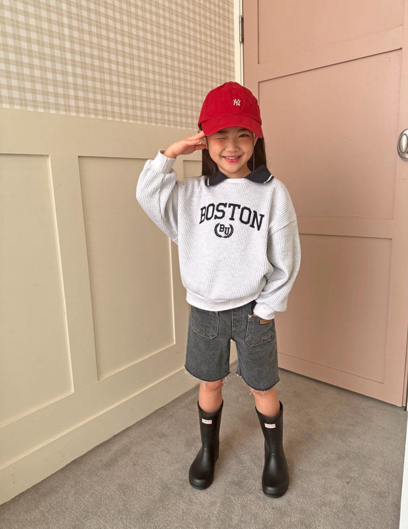 Comma - Korean Children Fashion - #minifashionista - Waffle Collar Sweatshirt - 2