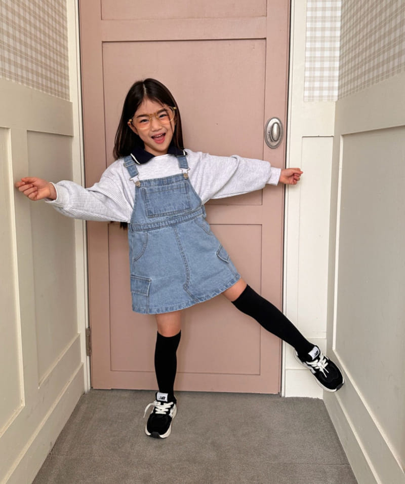 Comma - Korean Children Fashion - #minifashionista - Denim Dungarees One-Piece - 11