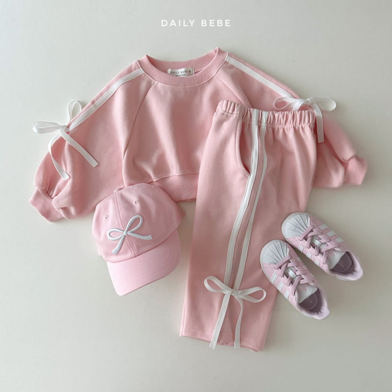 Daily Bebe - Korean Children Fashion - #childofig - Ribbon Tape Top Bottom Set - 2