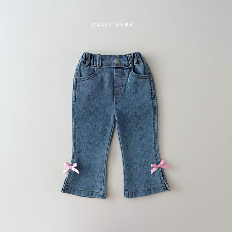 Daily Bebe - Korean Children Fashion - #designkidswear - Ribbon Boots Cut Denim - 2