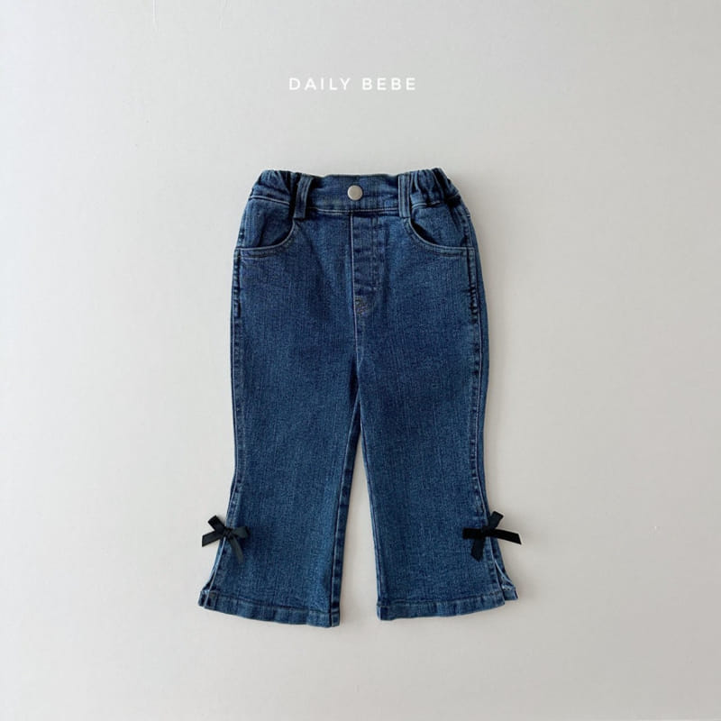 Daily Bebe - Korean Children Fashion - #discoveringself - Ribbon Boots Cut Denim - 3
