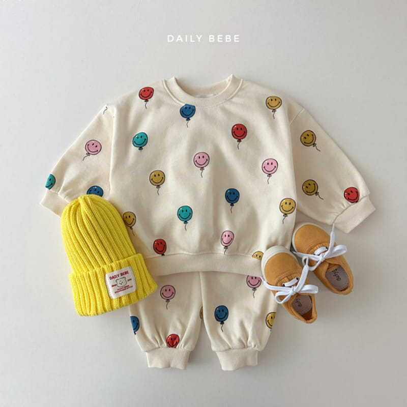 Daily Bebe - Korean Children Fashion - #discoveringself - Balloon Smile Top Bottom Set