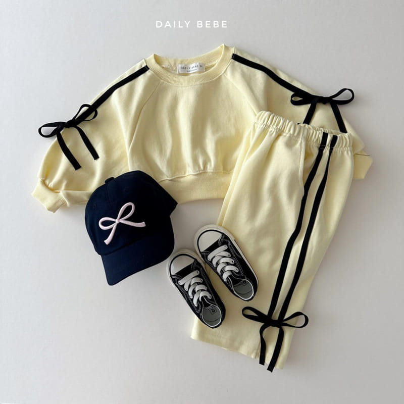 Daily Bebe - Korean Children Fashion - #fashionkids - Ribbon Tape Top Bottom Set - 6