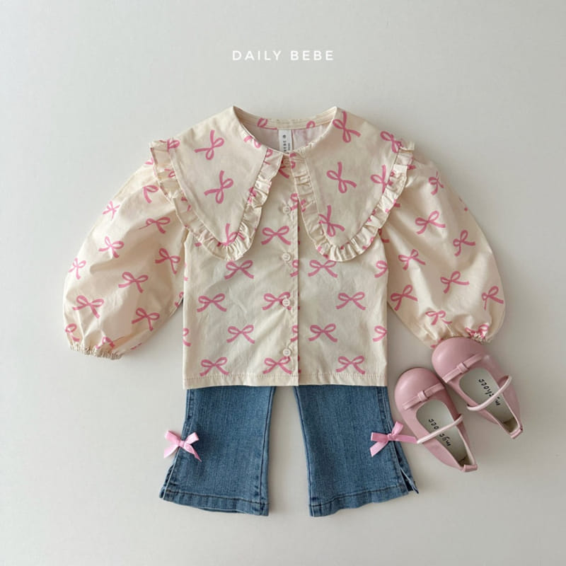 Daily Bebe - Korean Children Fashion - #kidsstore - Ribbon Boots Cut Denim - 6
