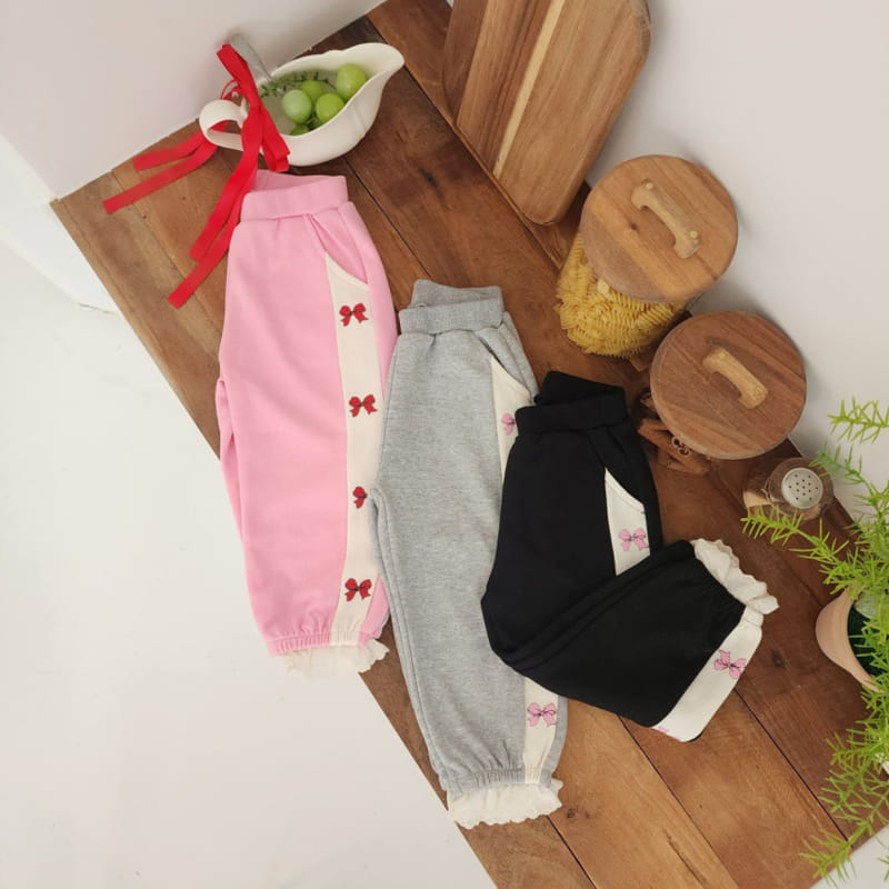 Dalla - Korean Children Fashion - #stylishchildhood - Color Ribbon Jogger Pants - 5