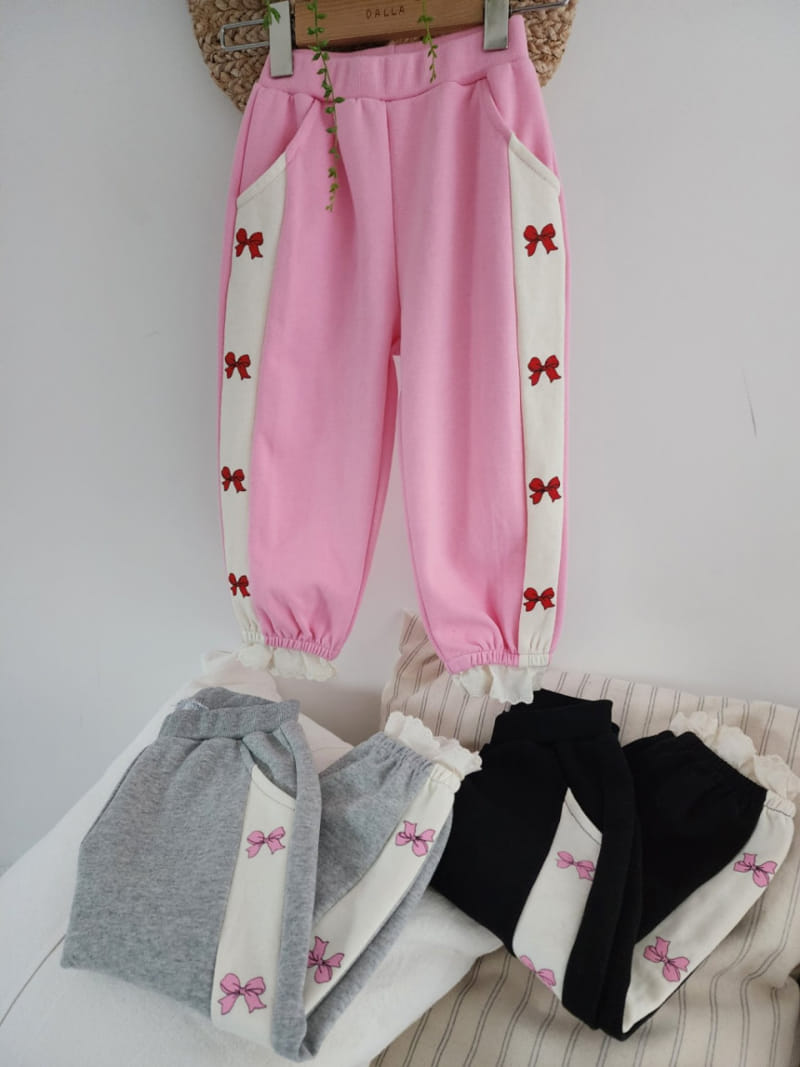 Dalla - Korean Children Fashion - #todddlerfashion - Color Ribbon Jogger Pants - 3