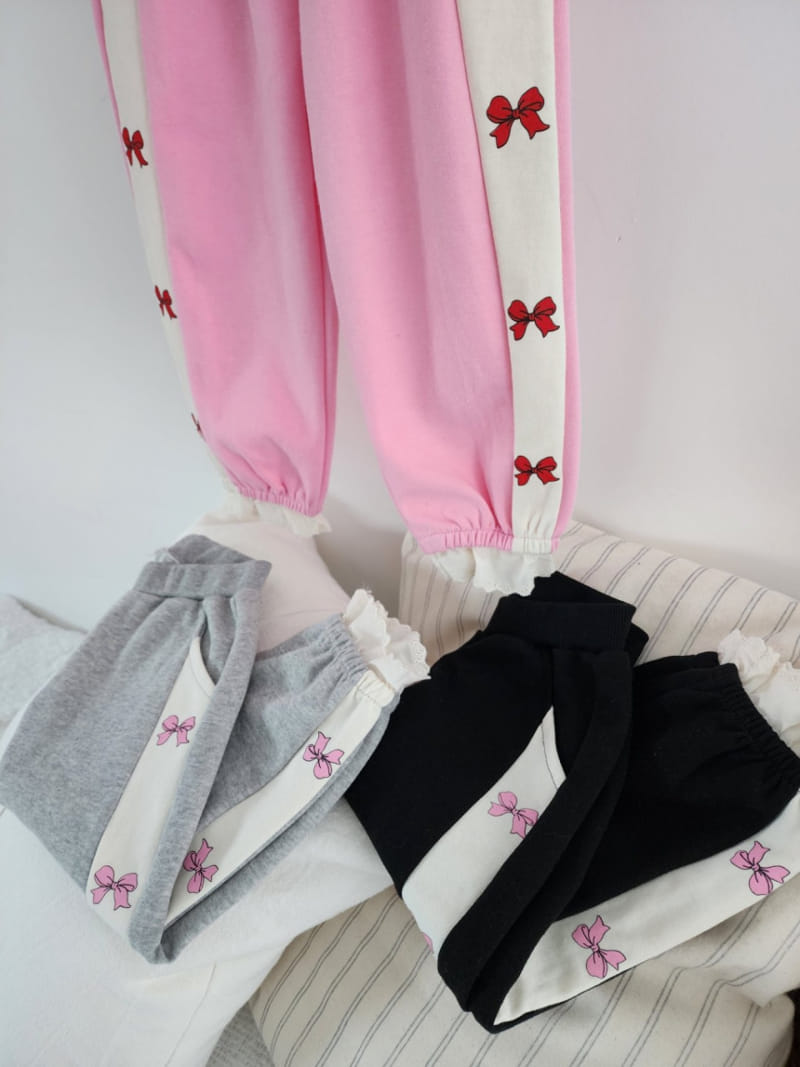 Dalla - Korean Children Fashion - #todddlerfashion - Color Ribbon Jogger Pants - 4