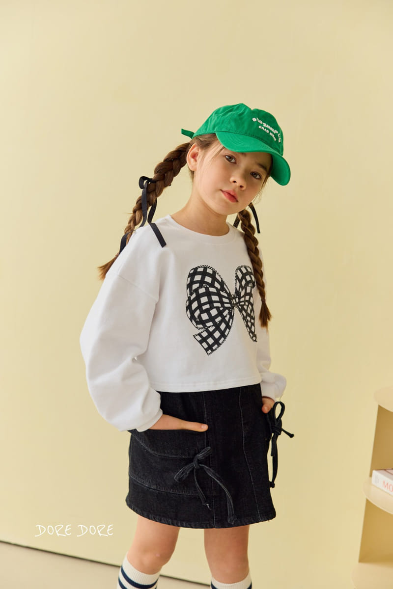 Dore Dore - Korean Children Fashion - #kidsshorts - Cherry Ribbon Crop Tee