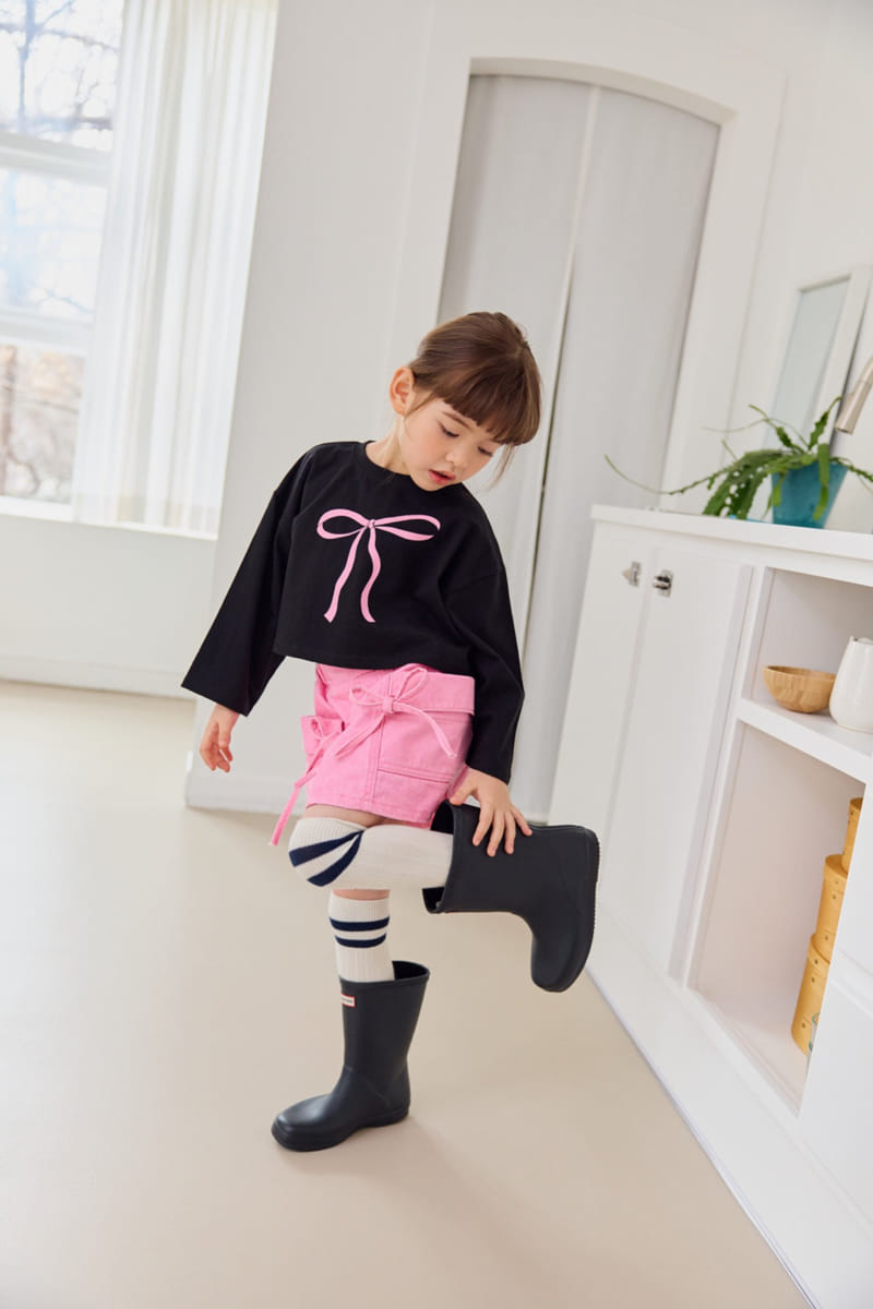 Dore Dore - Korean Children Fashion - #todddlerfashion - Ribbon Crop Tee - 3